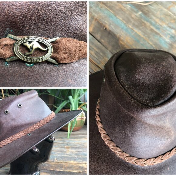 Grizzly Hatters Oiled Leather Australian Bush Hat , Outback Hat Size XXL - Picture 7 of 10